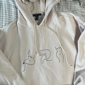 NUDE TAN FOREVER 21 HOODIE SWEATSHIRT